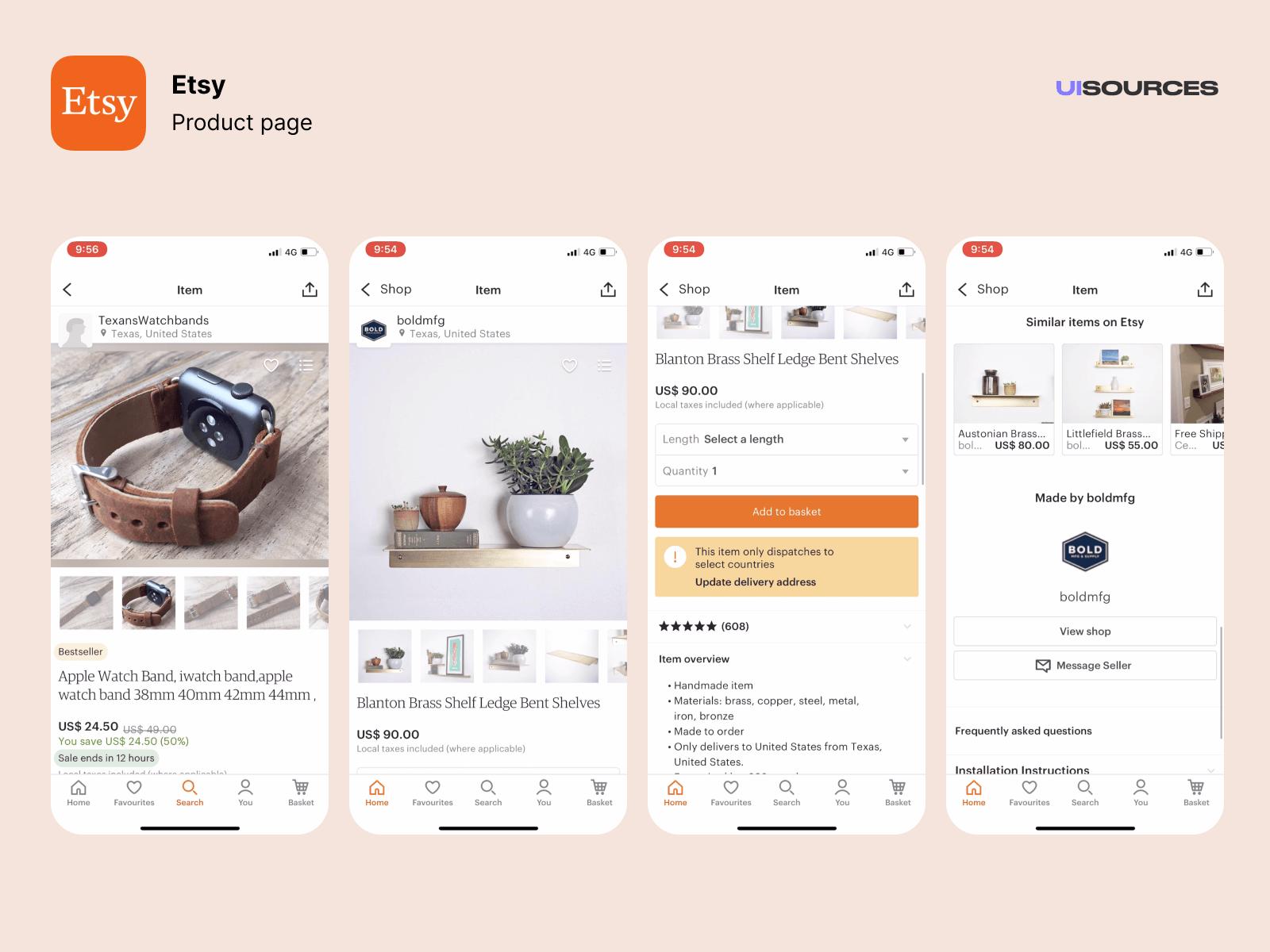 The Etsy marketplace on a phone