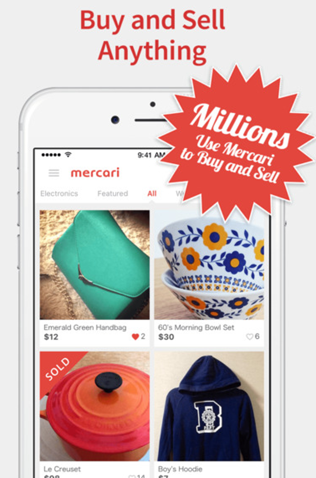 The Mercari app open on a phone