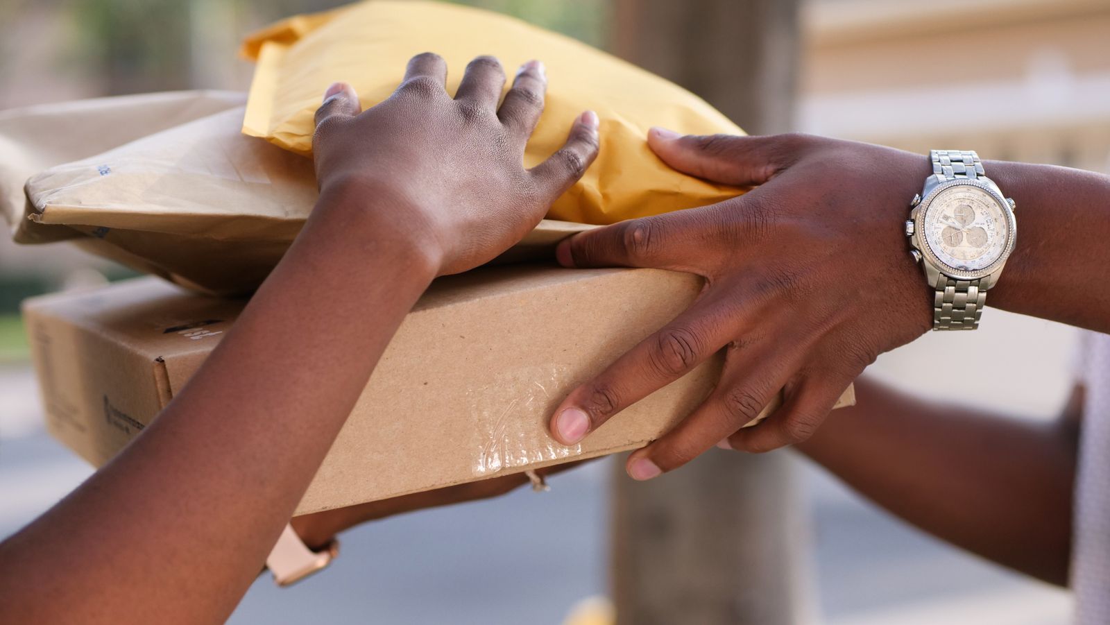 A small parcel left on a doorstep